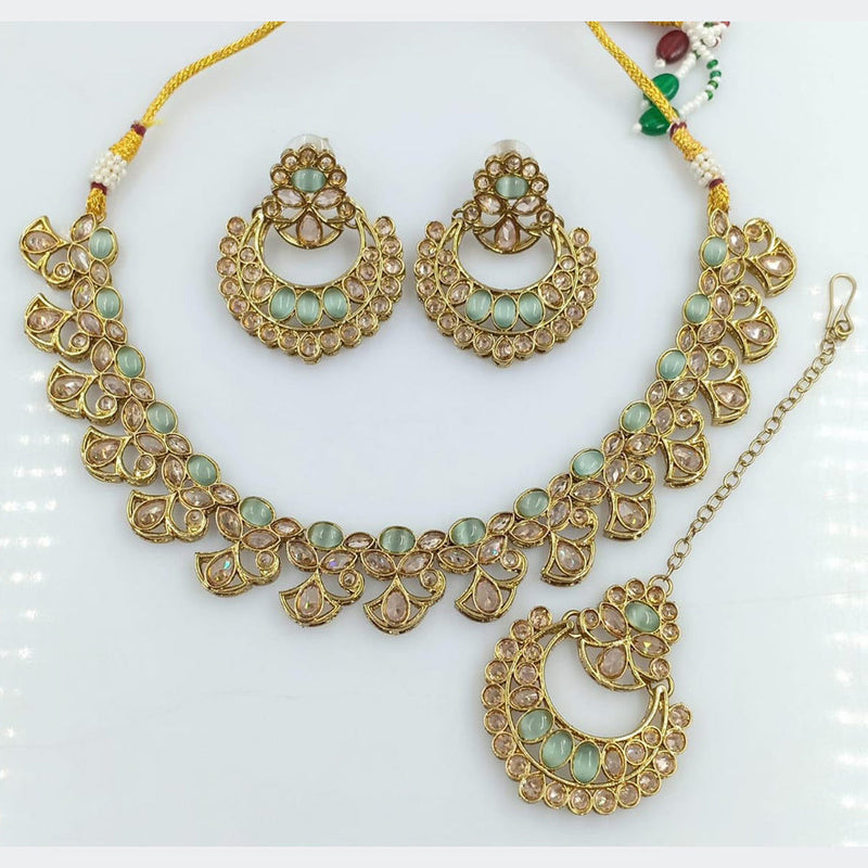 Rani Sati Jewels Gold Plated Reverse AD Necklace Set