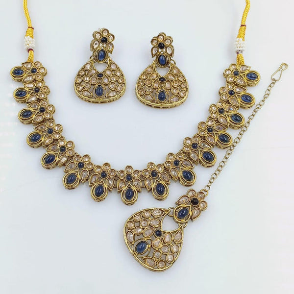 Rani Sati Jewels Gold Plated Reverse AD Necklace Set