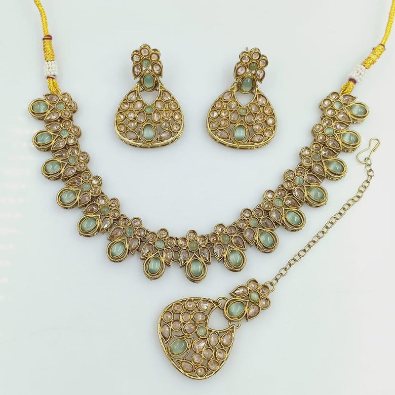 Rani Sati Jewels Gold Plated Reverse AD Necklace Set