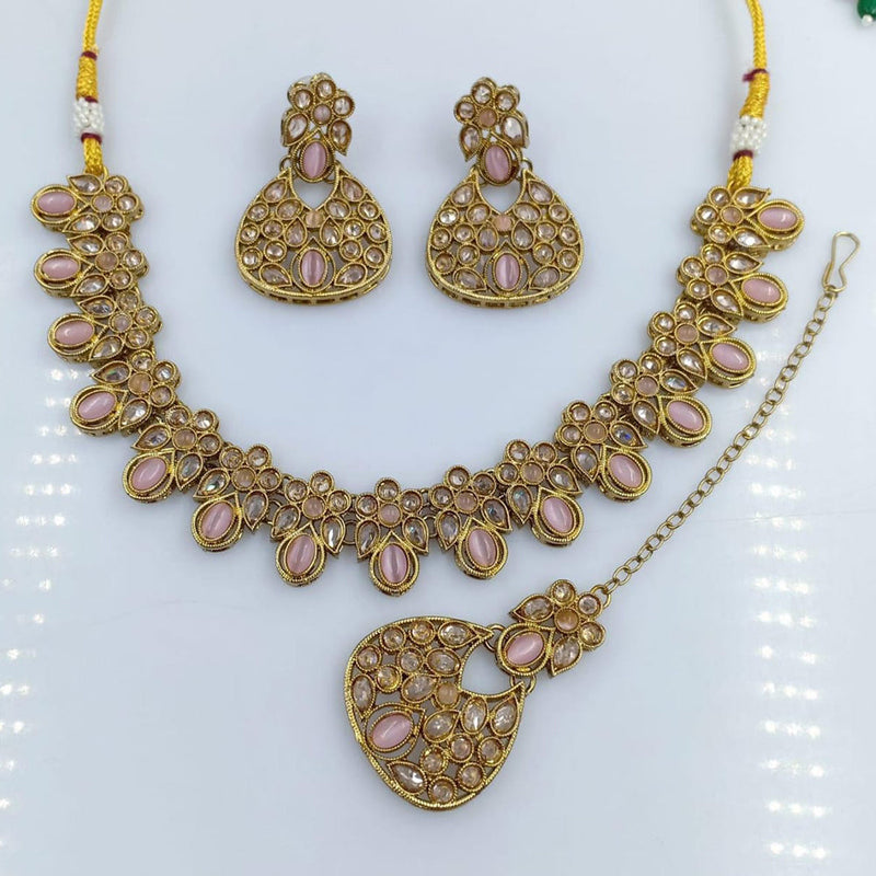 Rani Sati Jewels Gold Plated Reverse AD Necklace Set