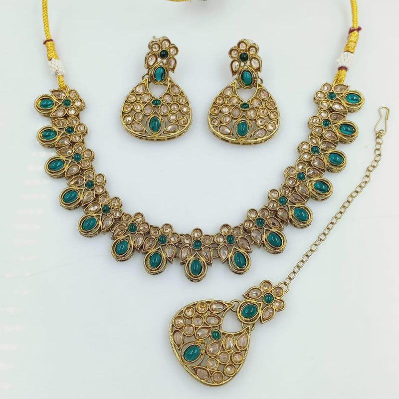 Rani Sati Jewels Gold Plated Reverse AD Necklace Set