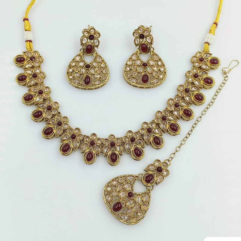 Rani Sati Jewels Gold Plated Reverse AD Necklace Set