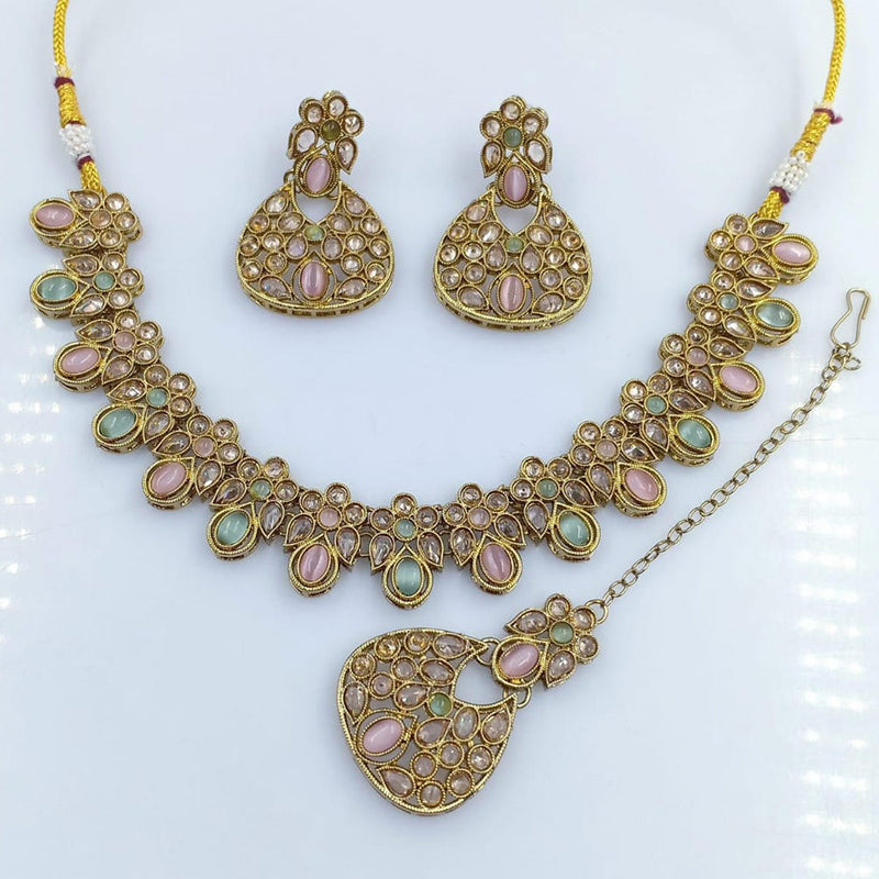 Rani Sati Jewels Gold Plated Reverse AD Necklace Set