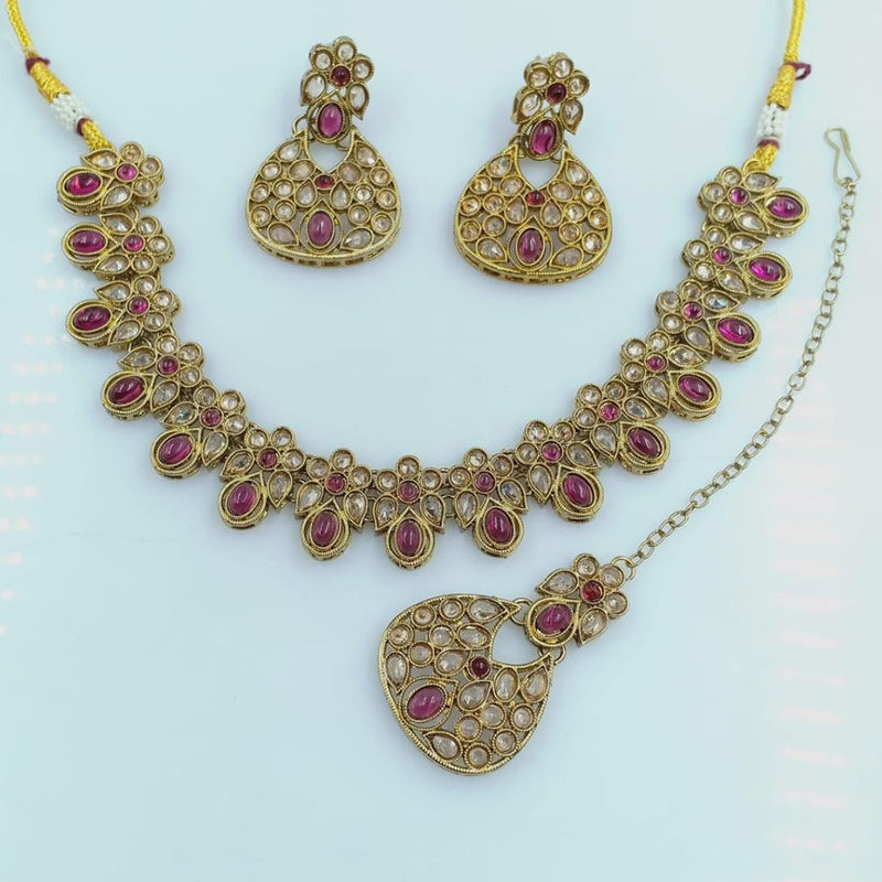 Rani Sati Jewels Gold Plated Reverse AD Necklace Set