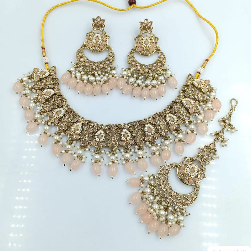 Rani Sati Jewels Gold Plated Reverse AD Necklace Set