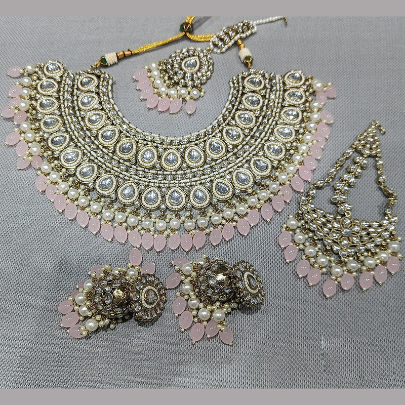 Rani Sati Jewels Gold Plated Kundan And Pearl Necklace Set