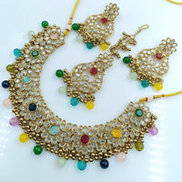 Rani Sati Jewels Gold Plated Reverse AD Necklace Set