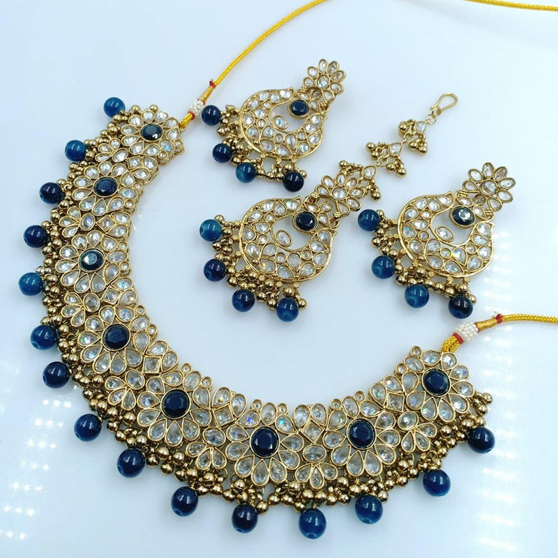 Rani Sati Jewels Gold Plated Reverse AD Necklace Set