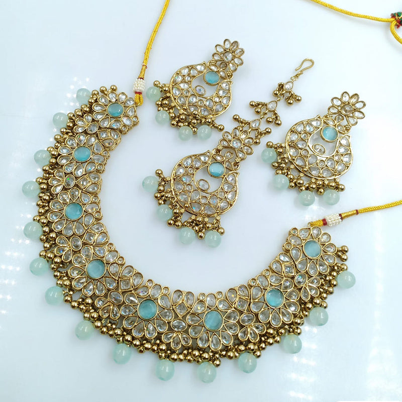 Rani Sati Jewels Gold Plated Reverse AD Necklace Set