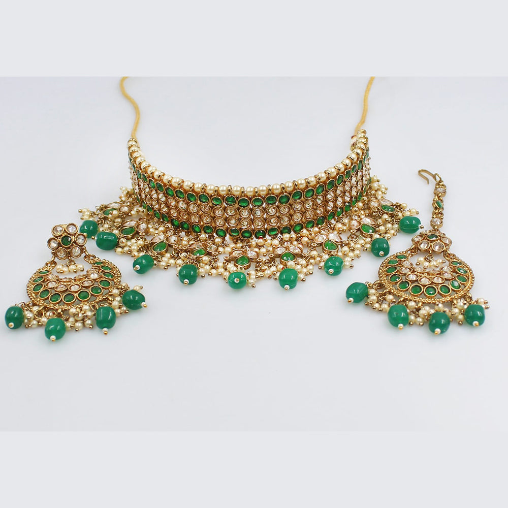 Rani Sati Jewels Gold Plated Crystal Stone Choker Necklace Set