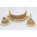 Rani Sati Jewels Gold Plated Crystal Stone Choker Necklace Set