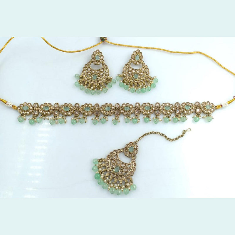 Rani Sati Jewels Gold Plated Reverse AD Choker Necklace Set