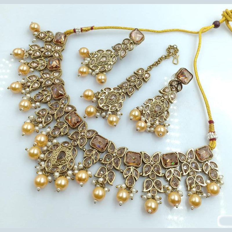 Rani Sati Jewels Gold Plated Reverse AD Necklace Set