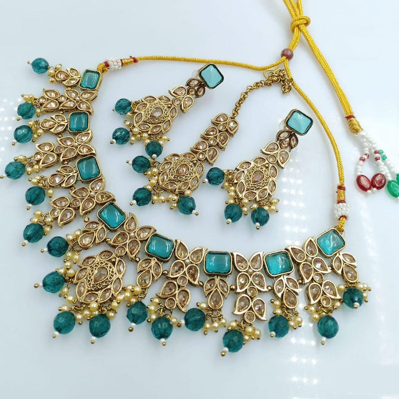 Rani Sati Jewels Gold Plated Reverse AD Necklace Set