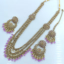 Rani Sati Jewels Gold Plated Reverse AD Long Necklace Set