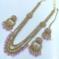 Rani Sati Jewels Gold Plated Reverse AD Long Necklace Set