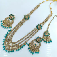 Rani Sati Jewels Gold Plated Reverse AD Long Necklace Set
