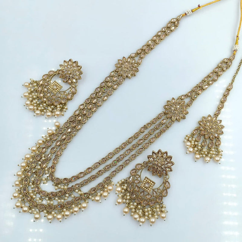 Rani Sati Jewels Gold Plated Reverse AD Long Necklace Set