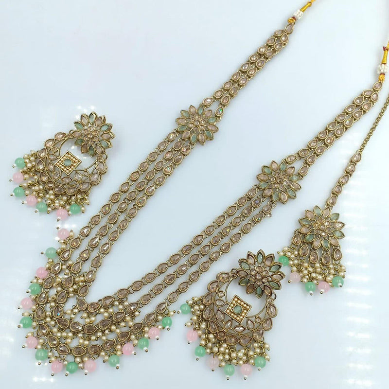 Rani Sati Jewels Gold Plated Reverse AD Long Necklace Set