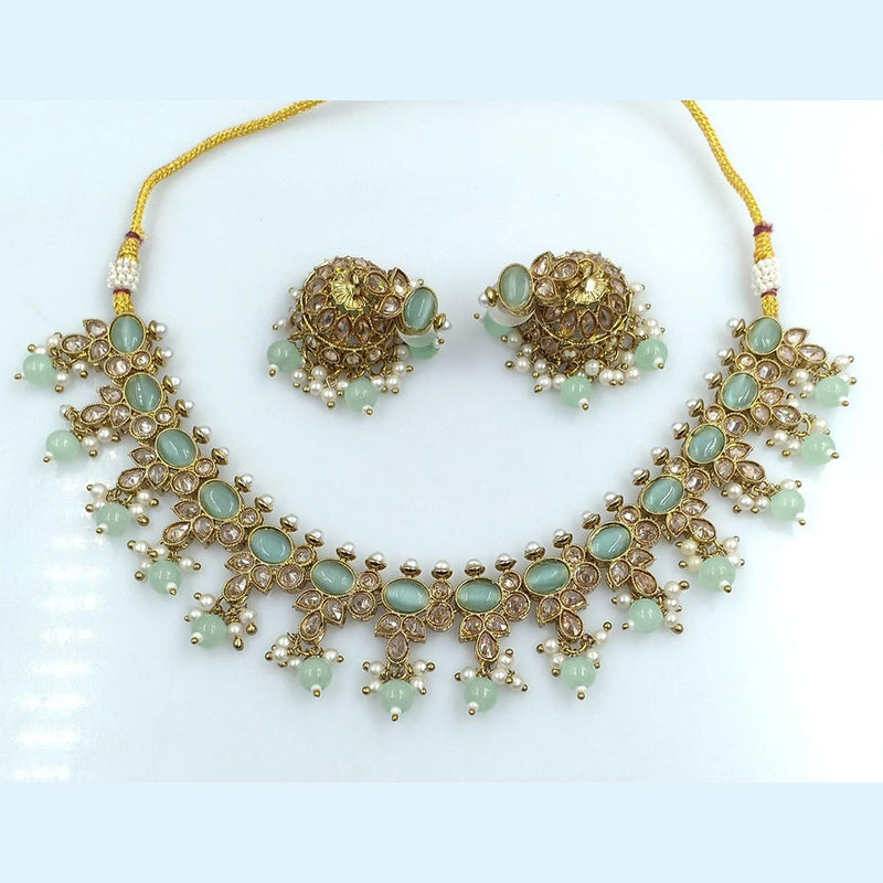 Rani Sati Jewels Gold Plated Crystal Stone Necklace Set