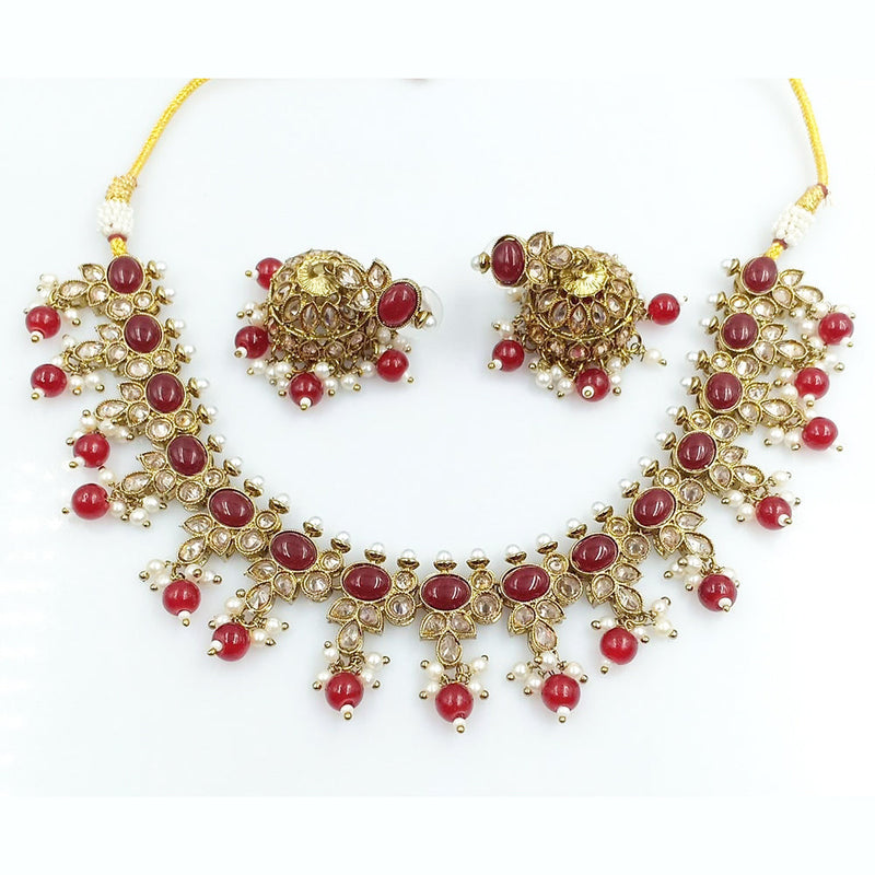 Rani Sati Jewels Gold Plated Crystal Stone Necklace Set