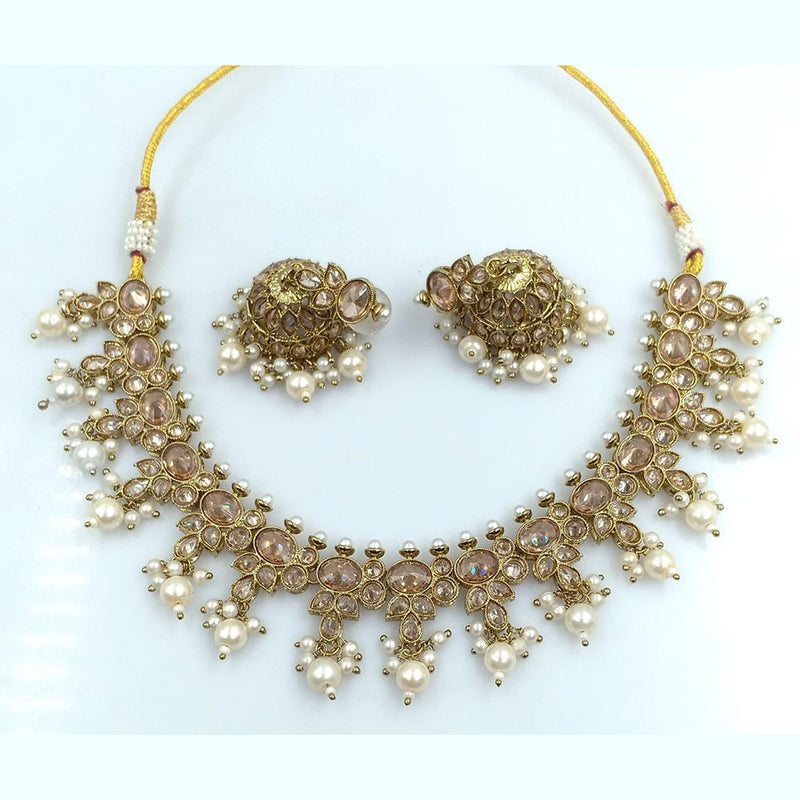 Rani Sati Jewels Gold Plated Crystal Stone Necklace Set