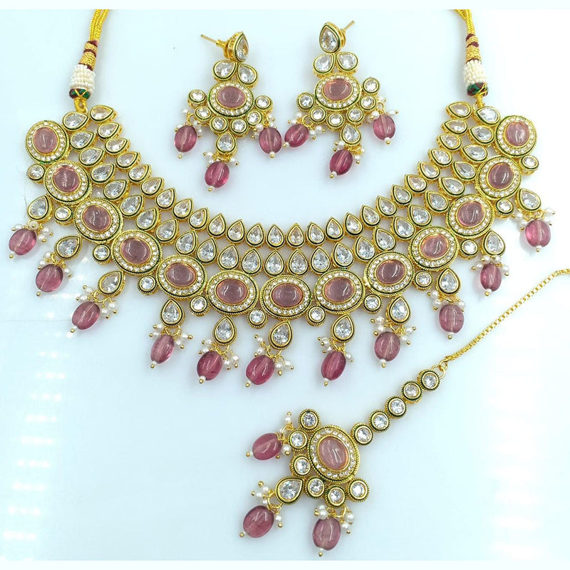 Rani Sati Jewels Gold Plated Crystal Stone Necklace Set