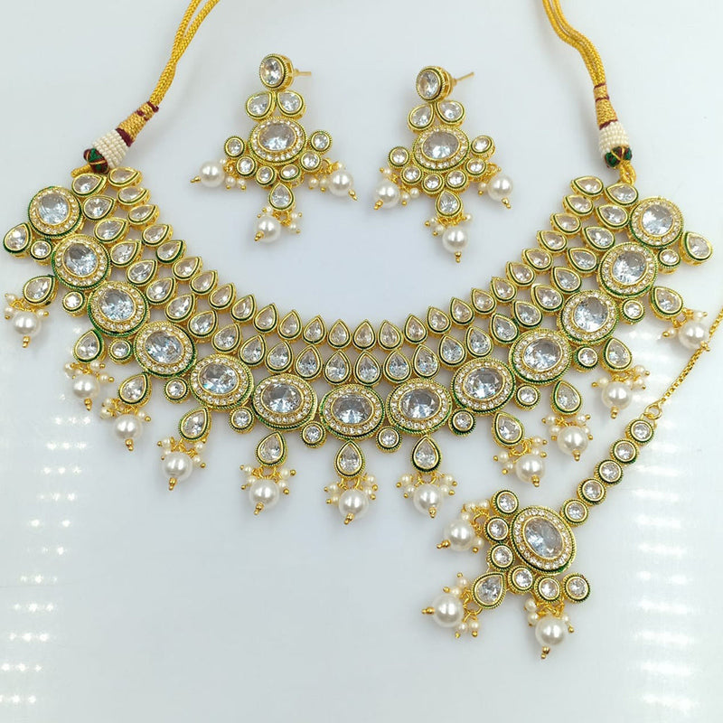 Rani Sati Jewels Gold Plated Crystal Stone Necklace Set