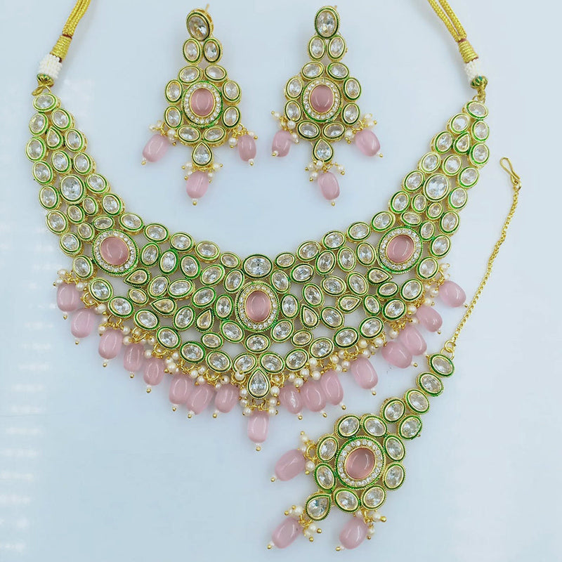 Rani Sati Jewels Gold Plated Crystal Stone Necklace Set