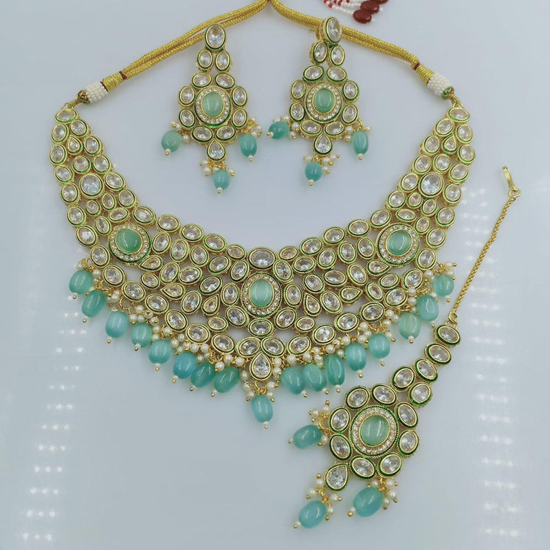 Rani Sati Jewels Gold Plated Crystal Stone Necklace Set