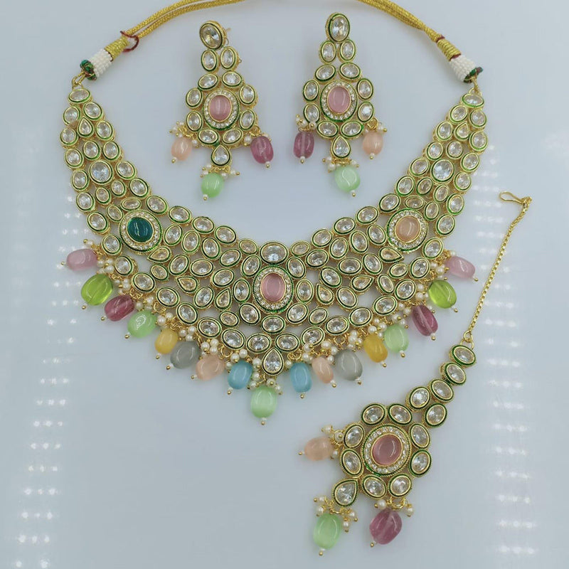 Rani Sati Jewels Gold Plated Crystal Stone Necklace Set