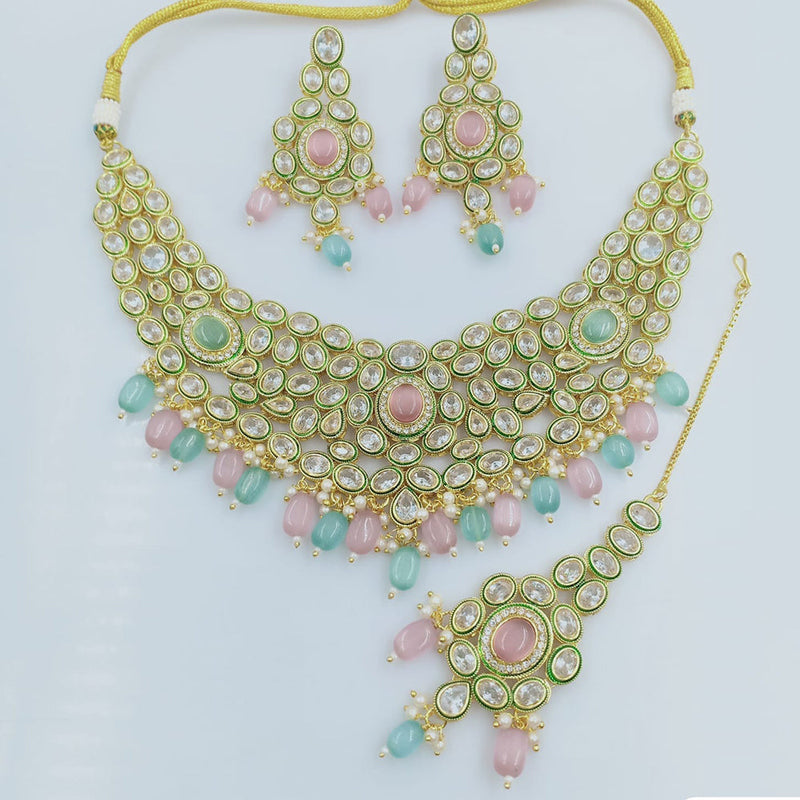 Rani Sati Jewels Gold Plated Crystal Stone Necklace Set