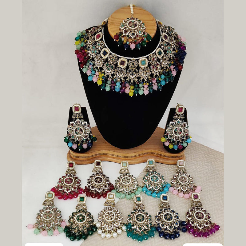 Rani Sati Jewels Gold Plated Crystal Stone Necklace Set