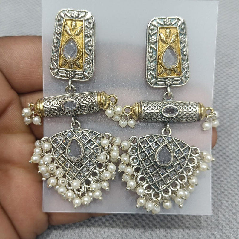 Rani Sati Jewels Silver Plated Pota Stone Dangler Earrings