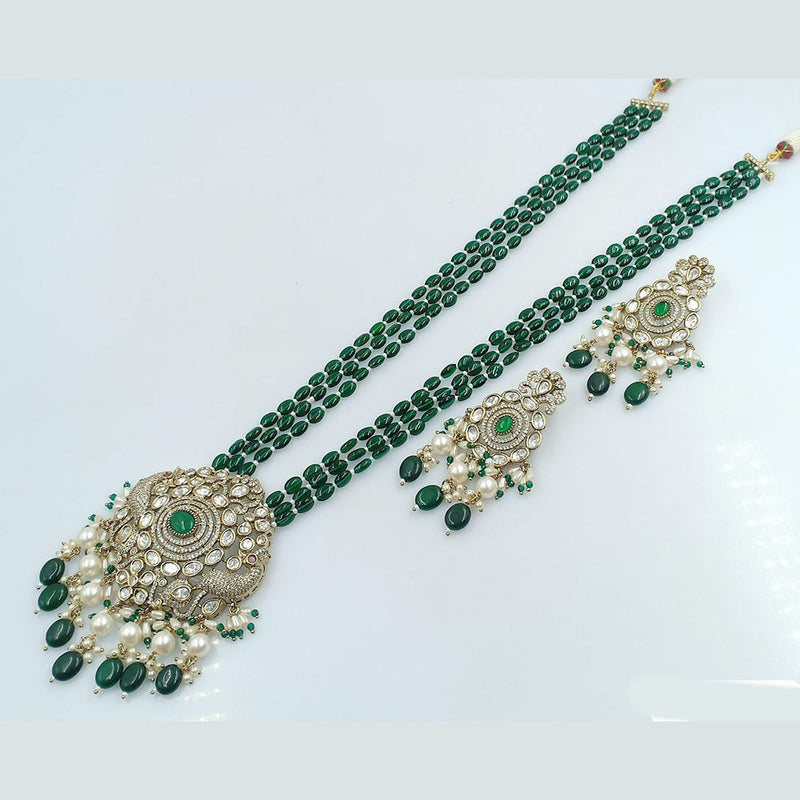 Rani Sati Jewels Gold Plated Kundan Stone Long Necklace Set