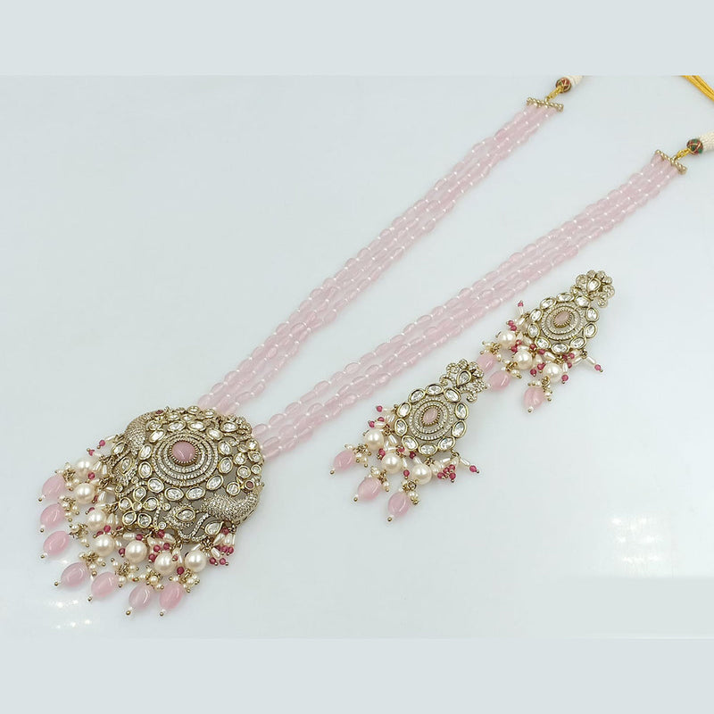 Rani Sati Jewels Gold Plated Kundan Stone Long Necklace Set