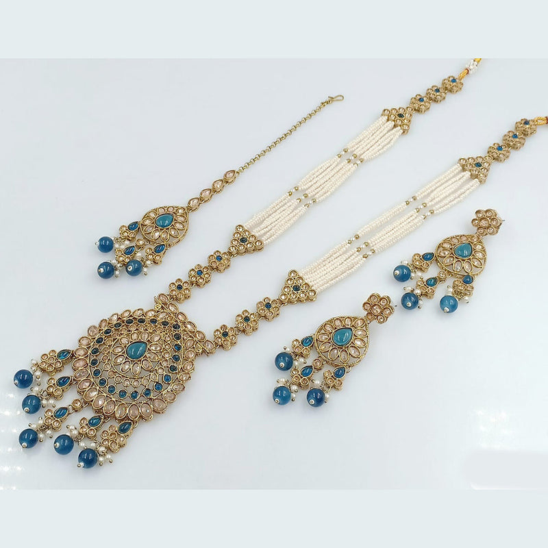 Rani Sati Jewels Gold Plated Crystal Stone Long Necklace Set