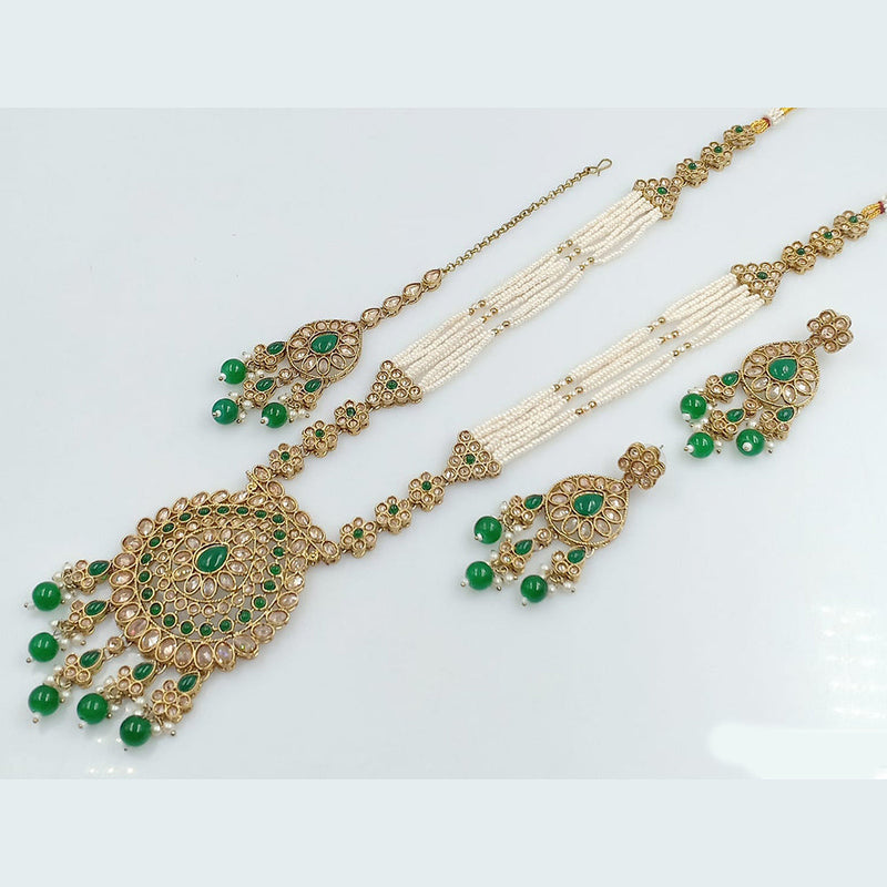 Rani Sati Jewels Gold Plated Crystal Stone Long Necklace Set