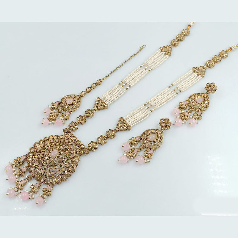 Rani Sati Jewels Gold Plated Crystal Stone Long Necklace Set