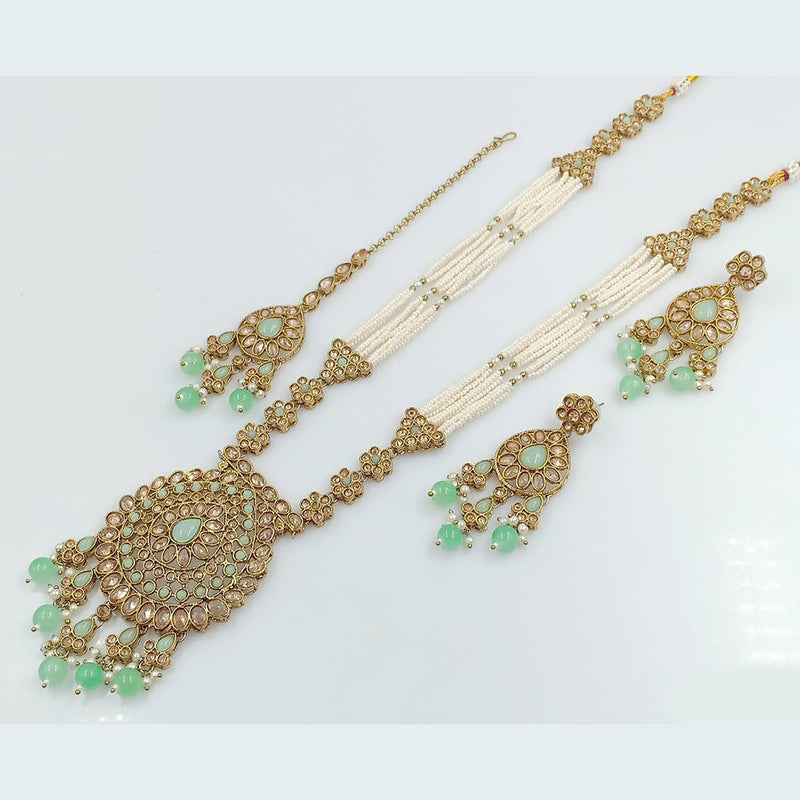 Rani Sati Jewels Gold Plated Crystal Stone Long Necklace Set