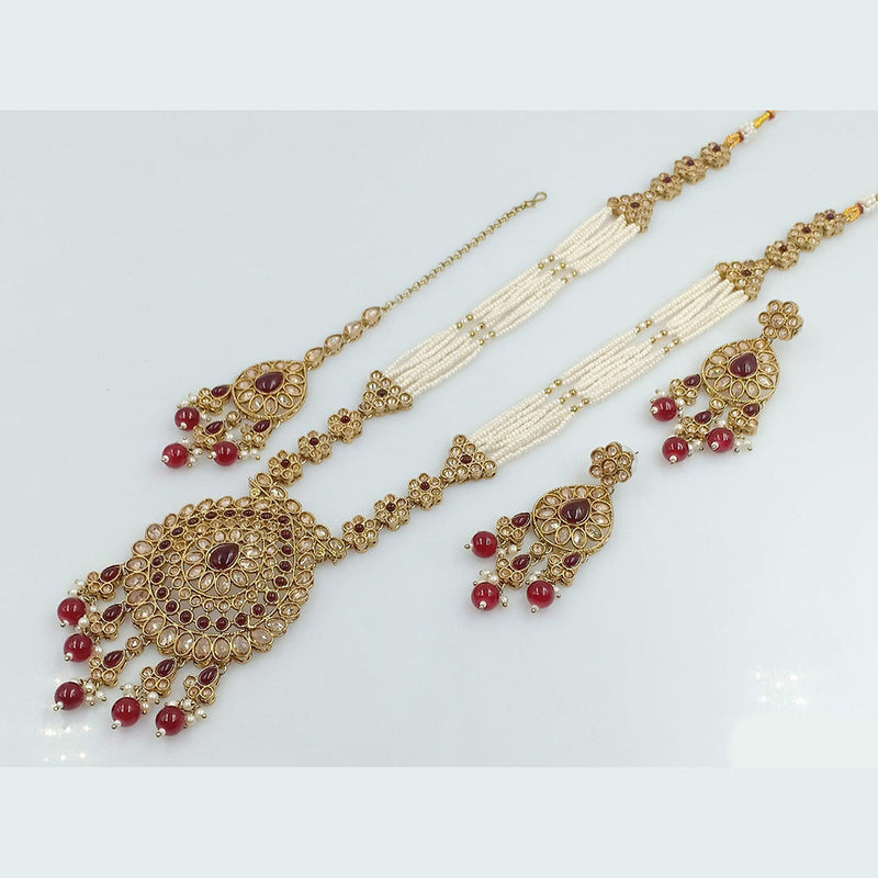 Rani Sati Jewels Gold Plated Crystal Stone Long Necklace Set