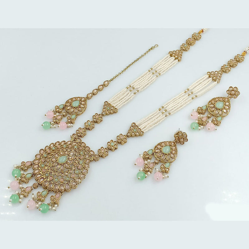 Rani Sati Jewels Gold Plated Crystal Stone Long Necklace Set