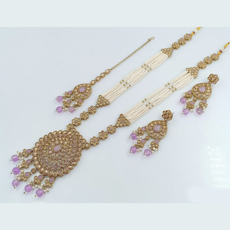 Rani Sati Jewels Gold Plated Crystal Stone Long Necklace Set