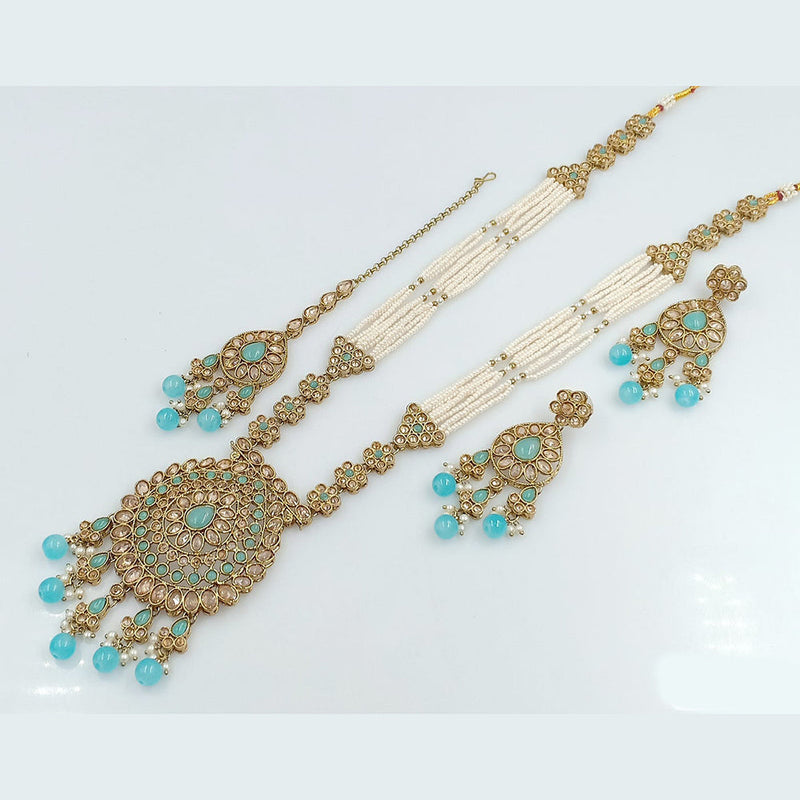 Rani Sati Jewels Gold Plated Crystal Stone Long Necklace Set