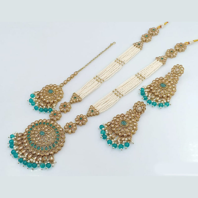 Rani Sati Jewels Gold Plated Crystal Stone Long Necklace Set