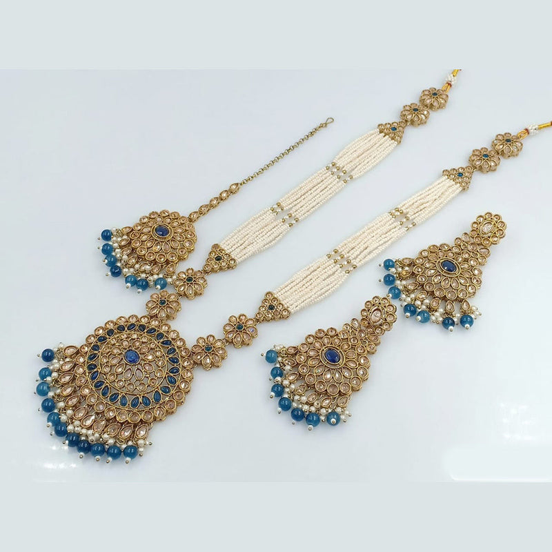 Rani Sati Jewels Gold Plated Crystal Stone Long Necklace Set