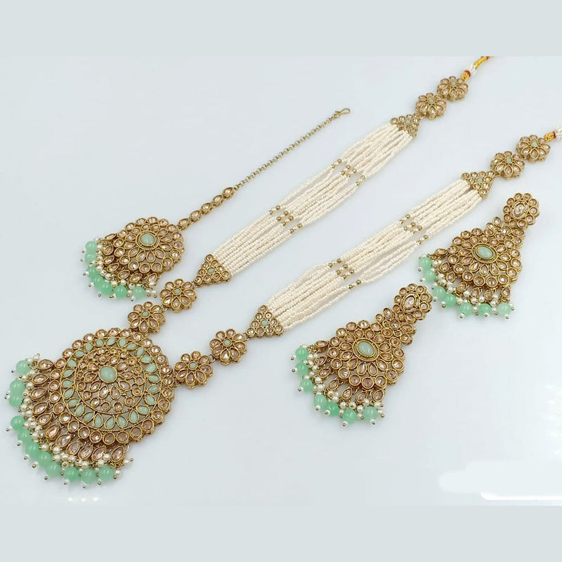 Rani Sati Jewels Gold Plated Crystal Stone Long Necklace Set