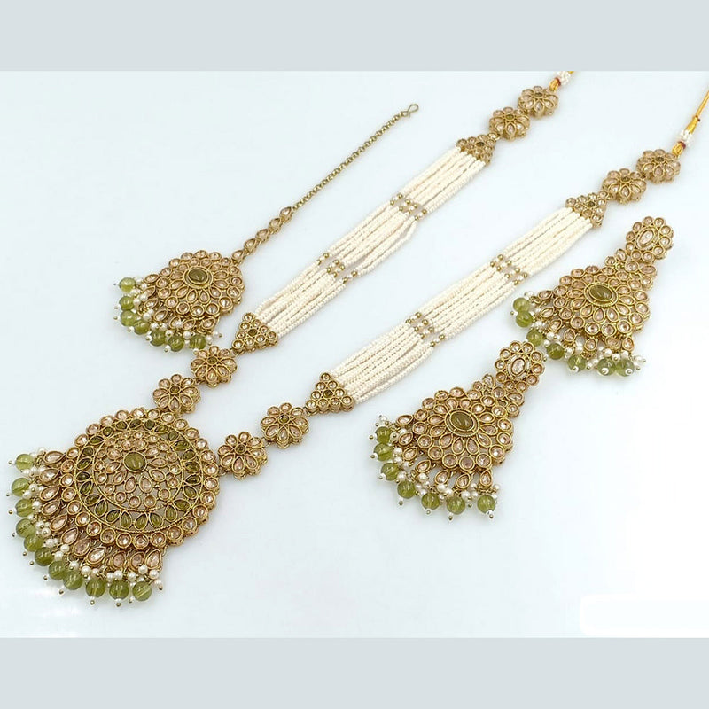 Rani Sati Jewels Gold Plated Crystal Stone Long Necklace Set