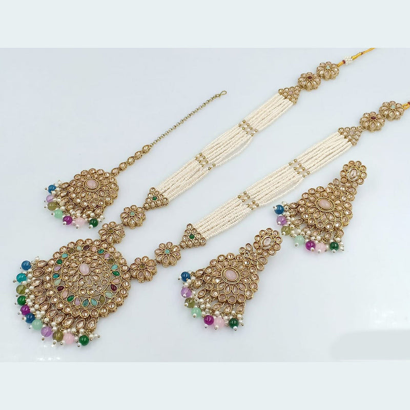 Rani Sati Jewels Gold Plated Crystal Stone Long Necklace Set