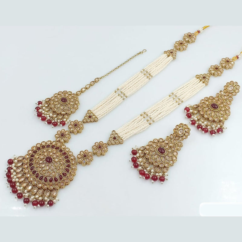 Rani Sati Jewels Gold Plated Crystal Stone Long Necklace Set